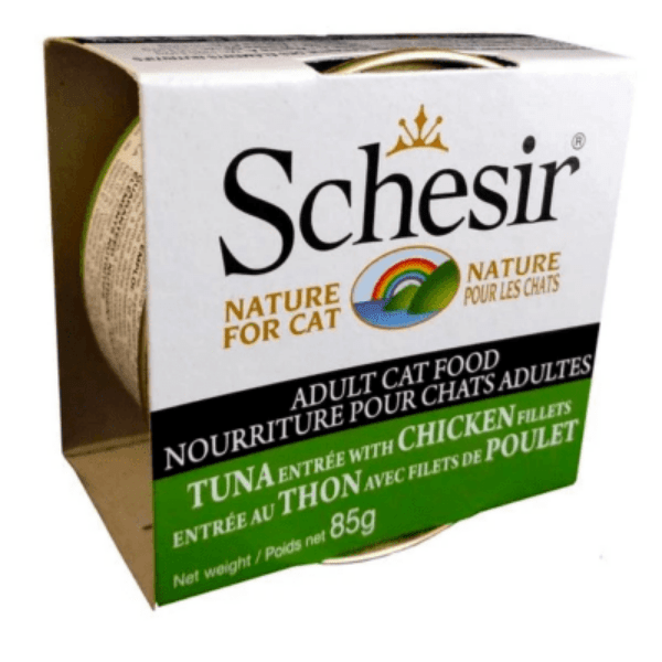 Schesir Adult Wet Cat Food: Tuna Entrée with Chicken Fillets in Jelly