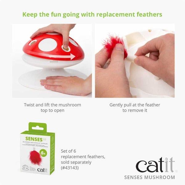 Catit Senses 2.0 360° Motion-Activated Mushroom Interactive Feather Toy for Cats
