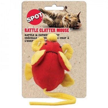Plush Spot Rattle Clatter Catnip-Filled Cat Toy in the Shape of a Mouse