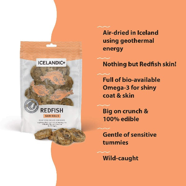 Premium Icelandic Redfish Skin Rolls - All - Natural Dog Treats (Special Order Item)
