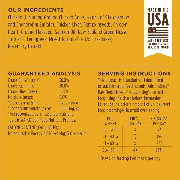Instinct 5.5oz Raw Boost Mixers Dog Food Topper for Mobility Support