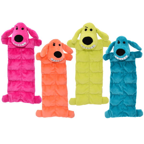 Multipet Assorted Color Loofa Plush Dog Squeaker Mat Toy