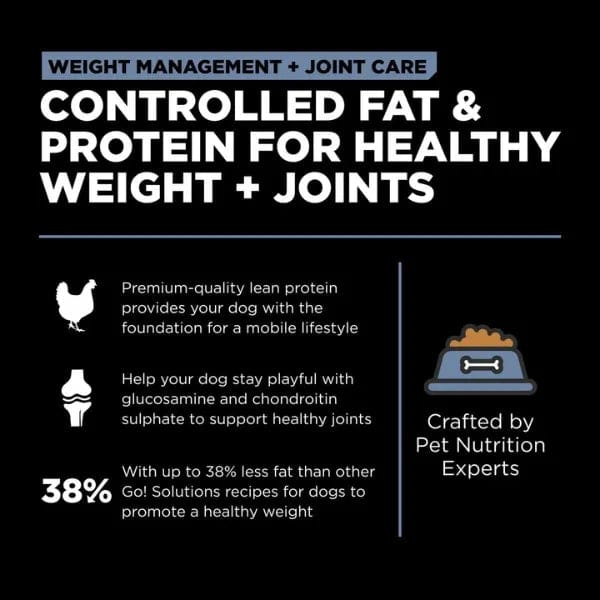 Go! Solutions Grain-Free Chicken Dry Dog Food for Weight Management & Joint Care
