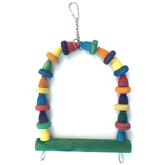 Tweeters Colorful Wooden Arch Swing Bird Toy for Chewing and Playing