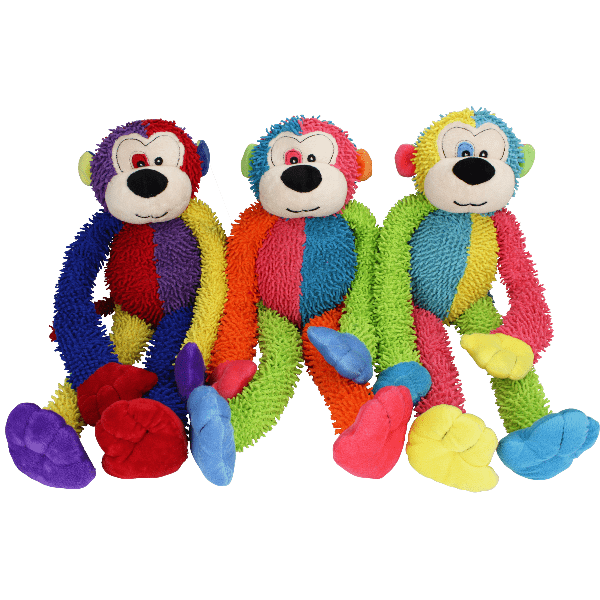 Multipet Colorful Multi Crew Monkey Plush Dog Toy