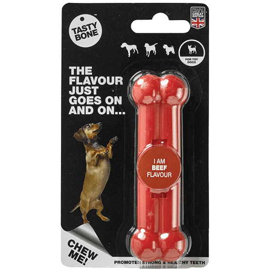 Delicious TastyBone Nylon Chew Bone with Beef Flavour for Dogs of All Sizes