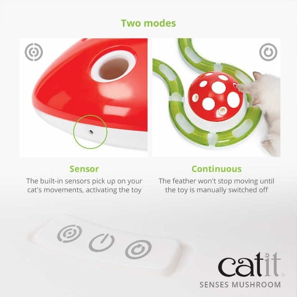 Catit Senses 2.0 360° Motion-Activated Mushroom Interactive Feather Toy for Cats
