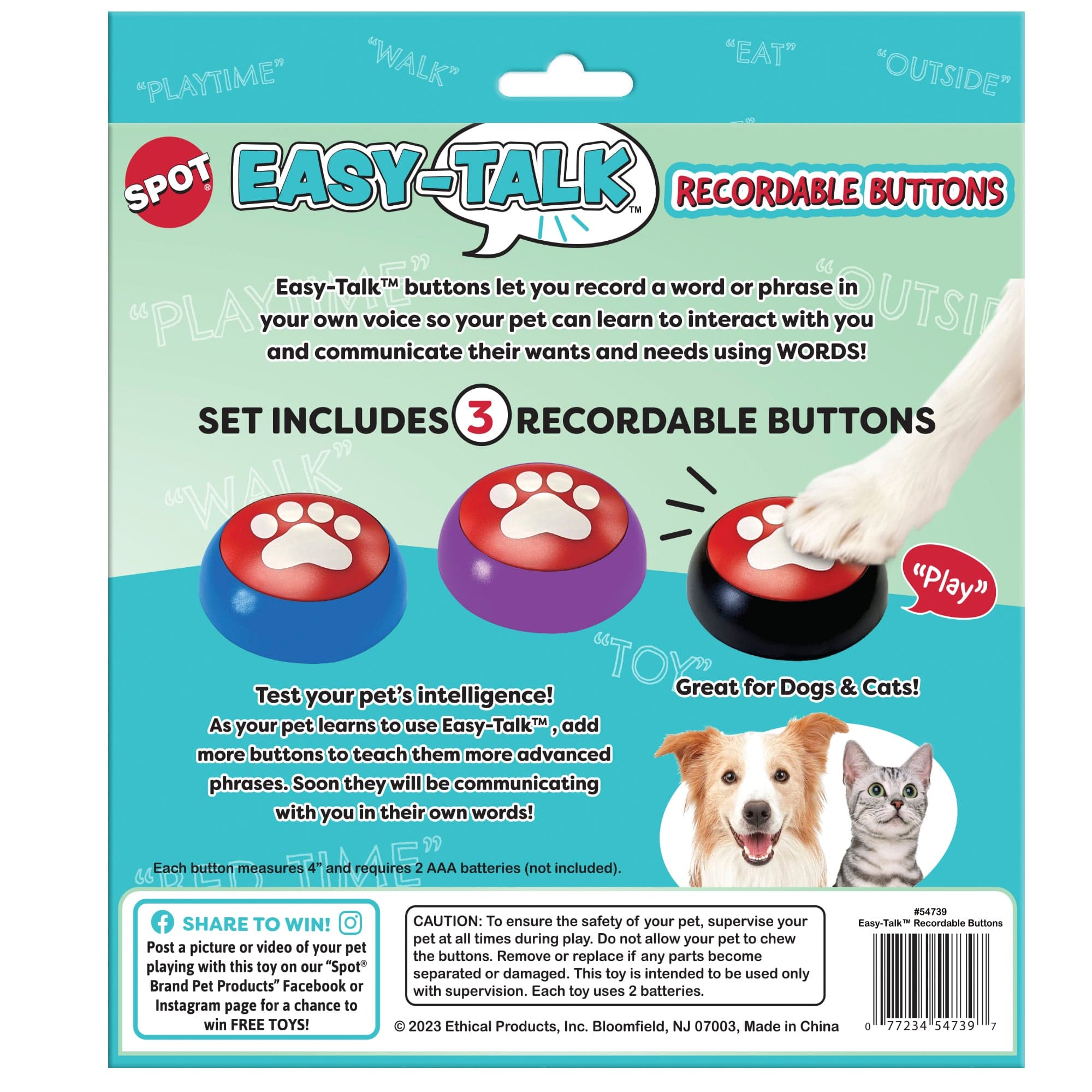 Spot Easy-Talk Voice-Recordable Communication Buttons for Dogs and Cats