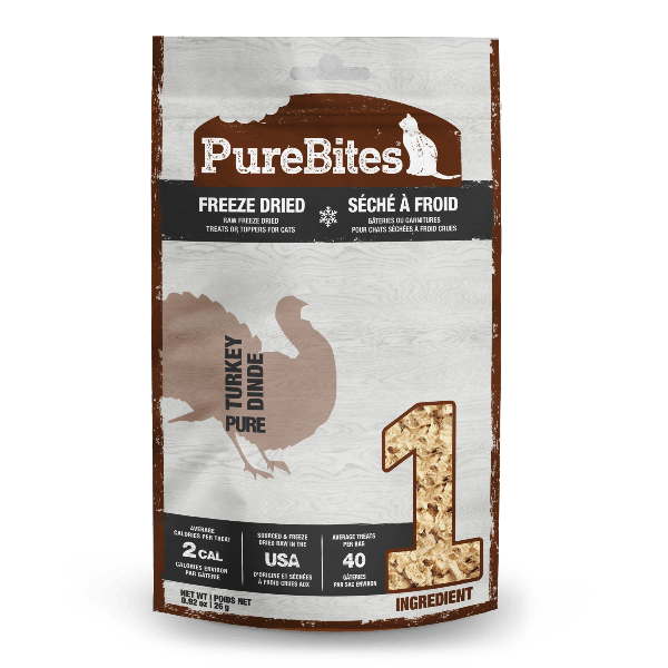 PureBites Premium Freeze - Dried Turkey Cat Treats, 26g Bag for Feline Delight