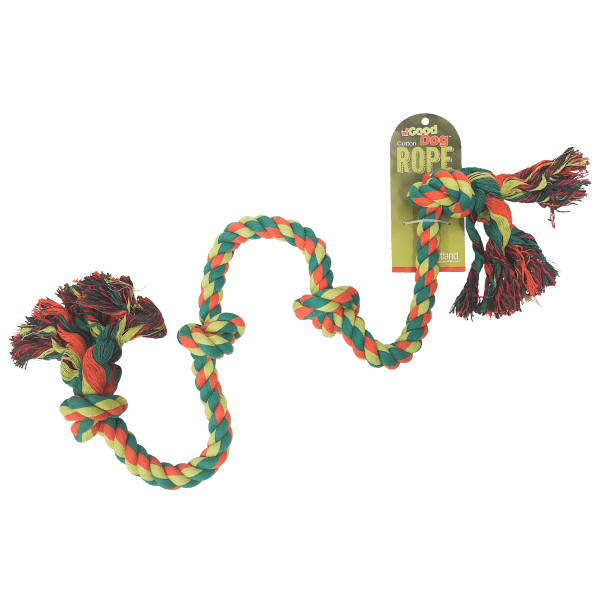 High - Quality Multicolored Rope Bone for Good Dogs, 36 Inches with 4 Knots