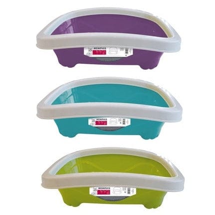 M-PETS Memphis High - Quality Plastic Cat Litter Tray with Rim in Multiple Colors