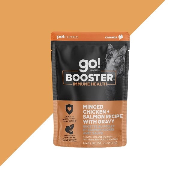 Go! Solutions Immune Booster Wet Cat Food: Minced Chicken + Salmon with Gravy