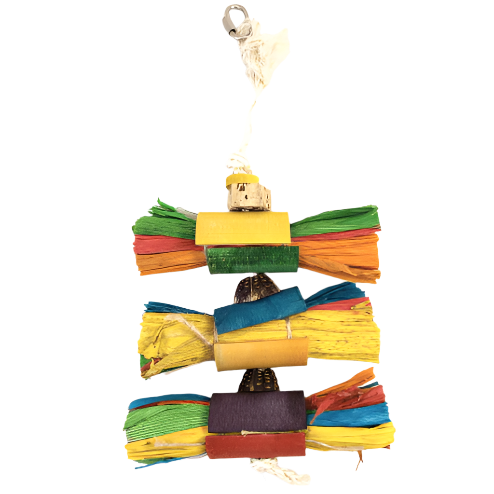 Mahogany Pod Stacker Multicolored Bird Toy for Preening and Chewing