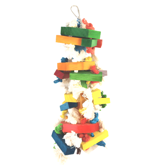 Tweeters Bird Chew and Shred Toy with Knots and Wooden Blocks; Available in Two Different Sizes