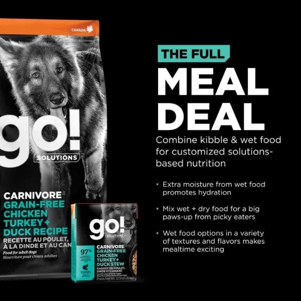 Go! Solutions Premium Grain-Free Dry Dog Food with Chicken, Turkey & Duck Recipe for Adult Dogs