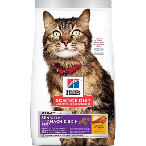 Hill's Science Diet Dry Cat Food: Chicken Recipe for Adult Cats with Sensitive Stomach & Skin