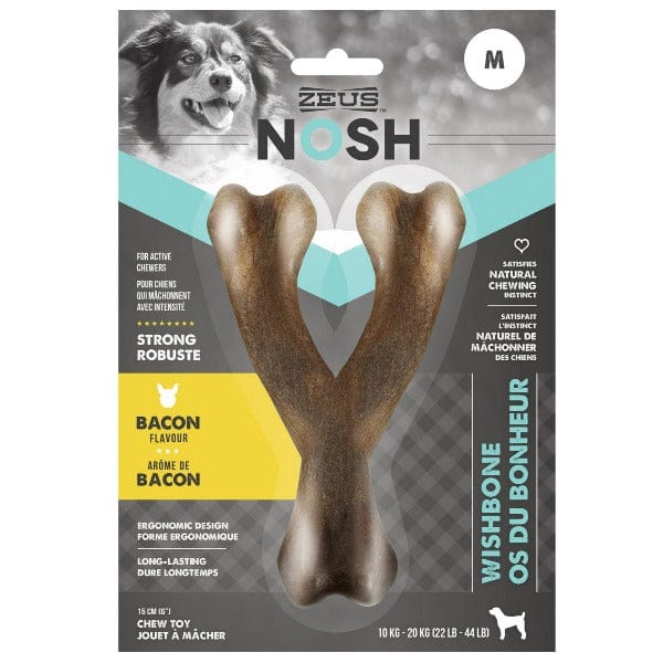 Zeus Bacon - Flavored NOSH STRONG Wishbone Chew Toy for Dogs