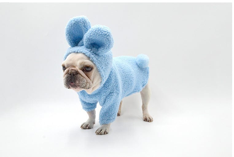 Adorable Fluffy Bunny Pet Costume Available in Blue or Pink Shades