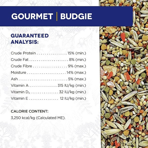 HARI Gourmet Top - Tier Premium Seed, Fruit, Vegetable, and Nut Mix for Budgies - 1 Kilogram Package
