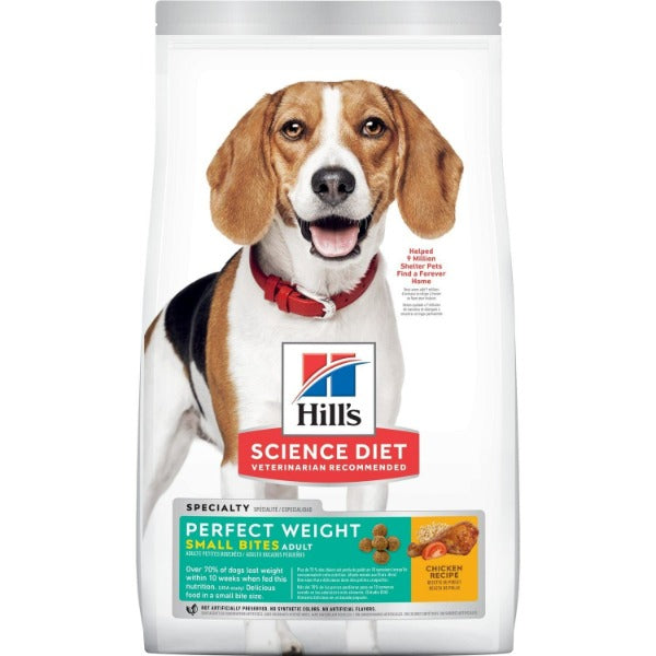 Hill's Science Diet Adult Dog Food with Chicken Recipe, 4lb - Perfect Weight Formula in Small Bites for Weight Management
