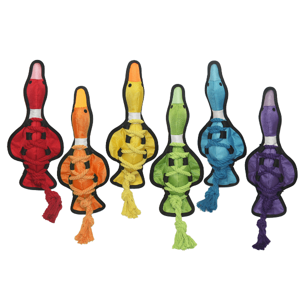 Multipet Assorted Color Cross - Ropes Duck Toy for Dogs