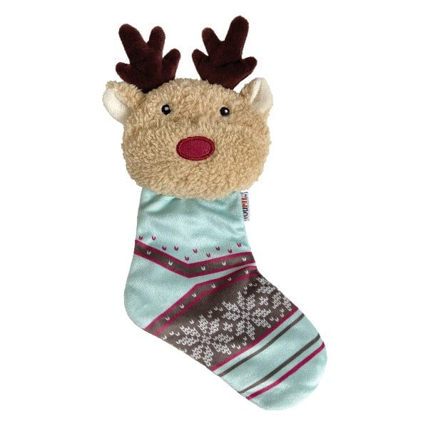 FouFit Reindeer-themed Holiday Cuddle and Crinkle Dog Stocking Toys