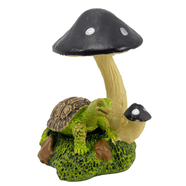 Safe & Fade-Resistant Fish Gear Mushroom and Turtle Betta Aquarium Ornament