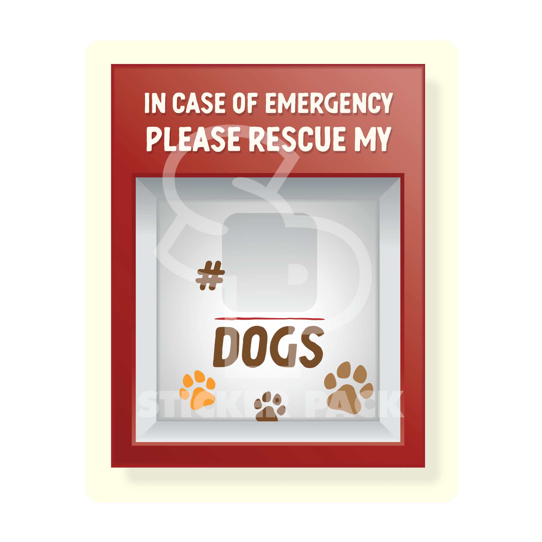Large Emergency Dog Rescue Sign Sticker Pack with UV and Scratch Resistance