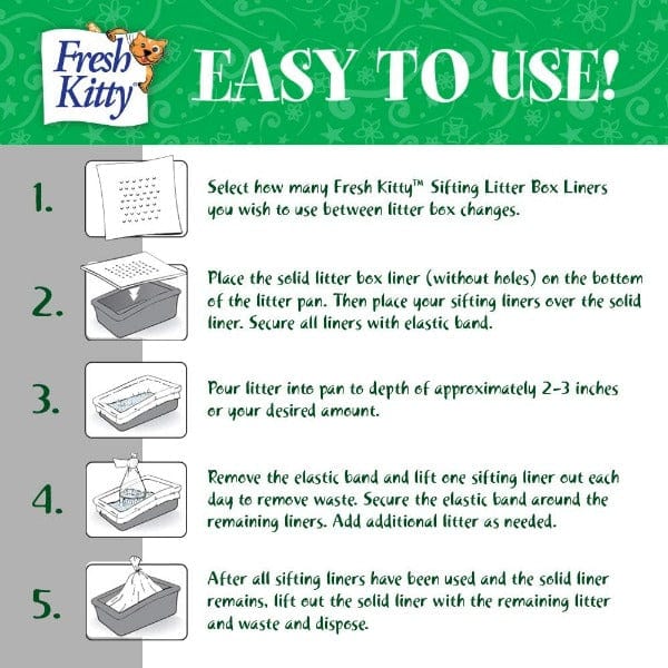 Fresh Kitty Jumbo-sized Sifting Litter Box Liners - Pack of 10 for Easy Cat Litter Waste Removal