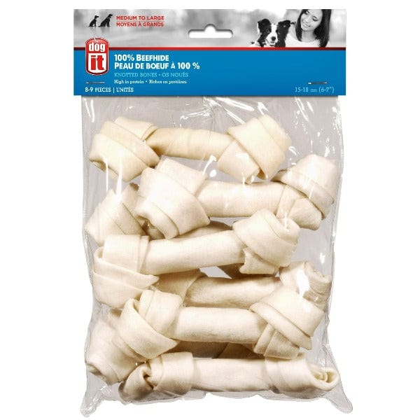 Dogit Premium White Beefhide Knotted Chew Bones for Canines