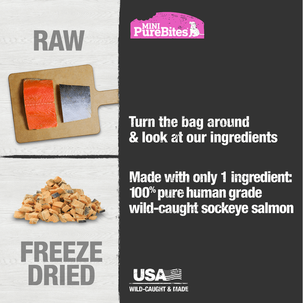 PureBites Freeze - Dried Mini - Sized Training Treats for Dogs Made from Wild - Caught Salmon, 49g Package
