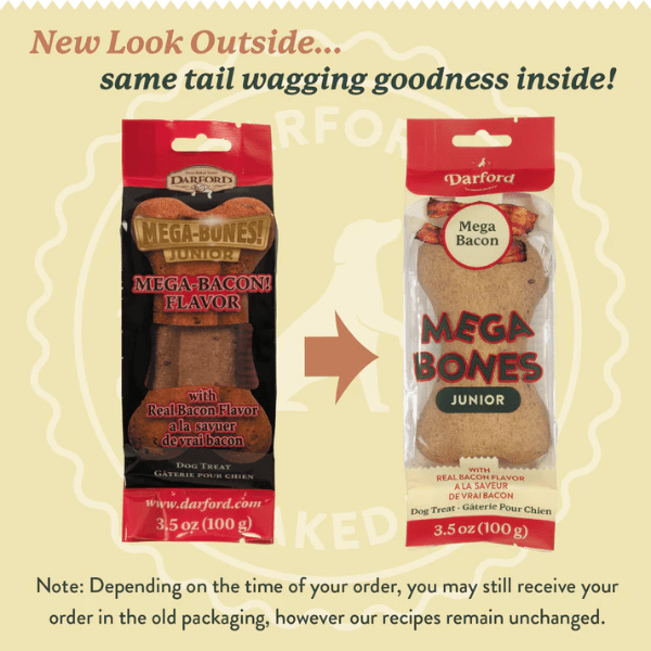 Darford Mega Bacon Flavored Dog Treats - Mega Bones, Including Mega Junior Size