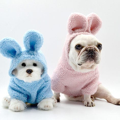 Adorable Fluffy Bunny Pet Costume Available in Blue or Pink Shades