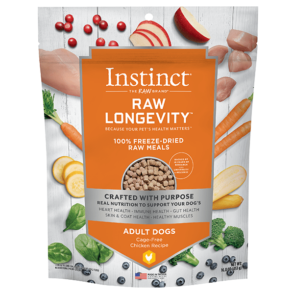 Instinct Raw Longevity 100% Freeze - Dried Chicken Recipe Dog Food for Optimal Pet Health