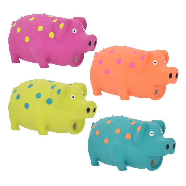 Multipet Mini Pig Latex Globlets - Colorful Dog Toys for Gentle Chewers