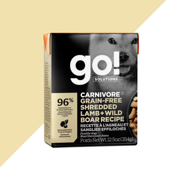Go! Solutions Grain-Free Shredded Wet Dog Food with Premium Grass-Fed Lamb + Wild Boar, 12.5oz