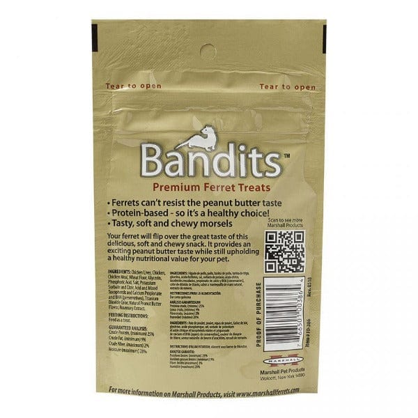 Marshall Bandits Premium Ferret Treats with Delicious Peanut Butter Flavor