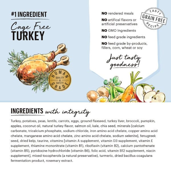 The Honest Kitchen 5lb Human - Grade GF Turkey Whole Food Clusters Dry Dog Food