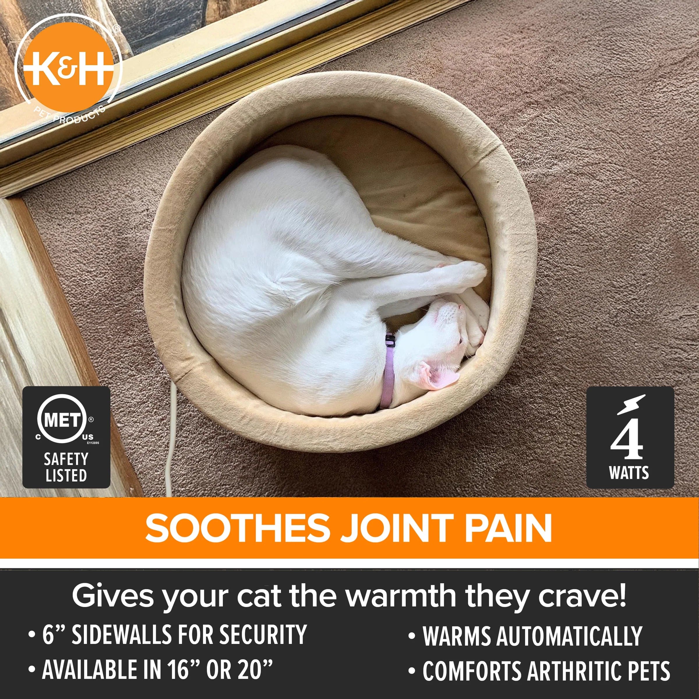 K&H Thermo-Kitty Electrically Heated Bed for Cats - Available in Two Different Sizes