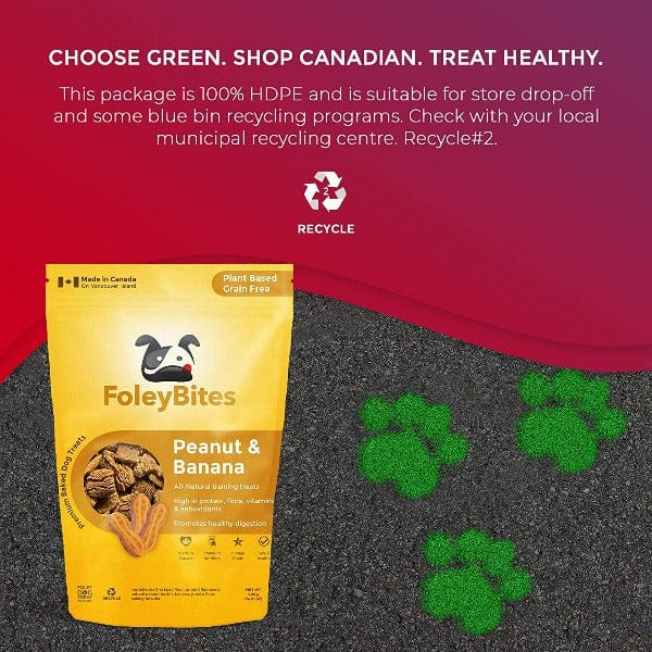 Premium Baked Foley Bites Dog Treats with Peanut and Banana Flavors