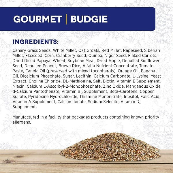 HARI Gourmet Top - Tier Premium Seed, Fruit, Vegetable, and Nut Mix for Budgies - 1 Kilogram Package