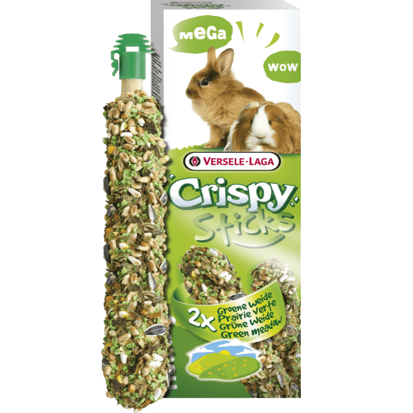 Versele-Laga Oven-Baked Crispy Megasticks Snack for Pet Rabbits and Guinea Pigs with Green Meadow Flavor