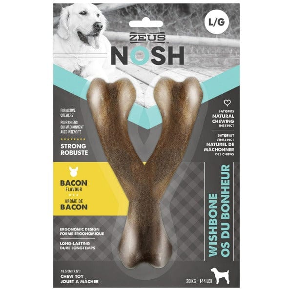 Zeus Bacon - Flavored NOSH STRONG Wishbone Chew Toy for Dogs