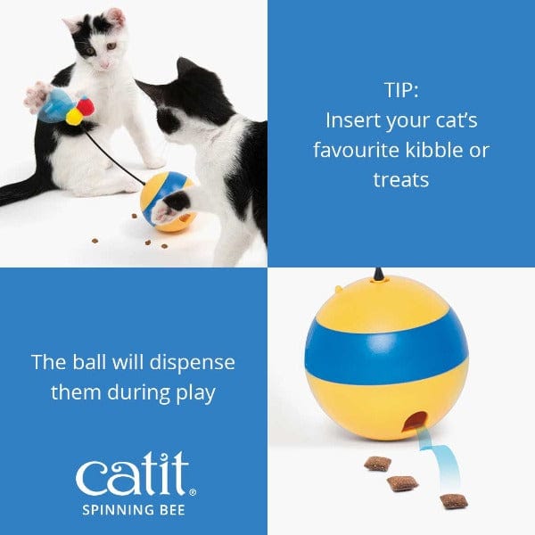 Catit Interactive Spinning Bee Toy for Cats with Laser and Treat Dispensing Function