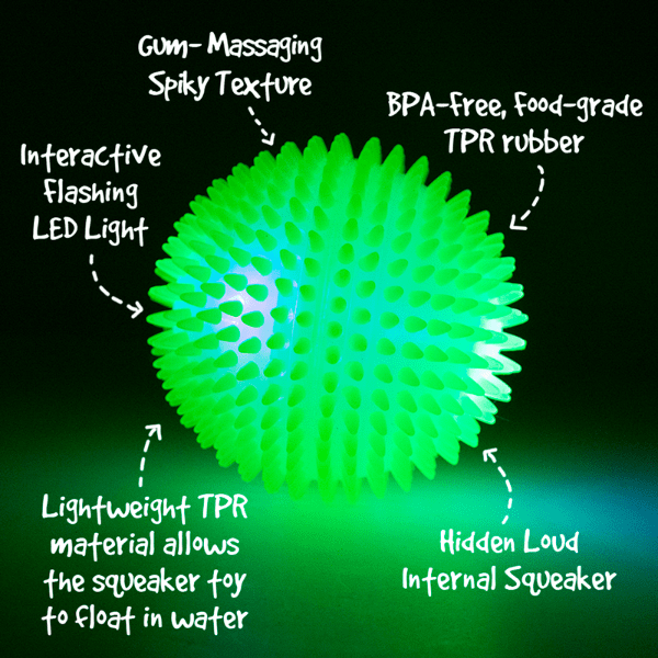 Gnawsome Super-Sized Squeaky & Flashing Light Ball for Medium to Large Dogs