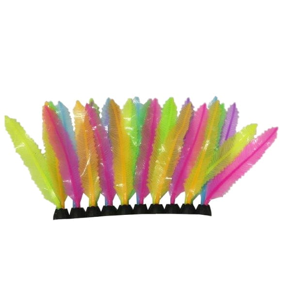 Multi - Colour Glow Silicone Feather Aquarium Plants Set of 4
