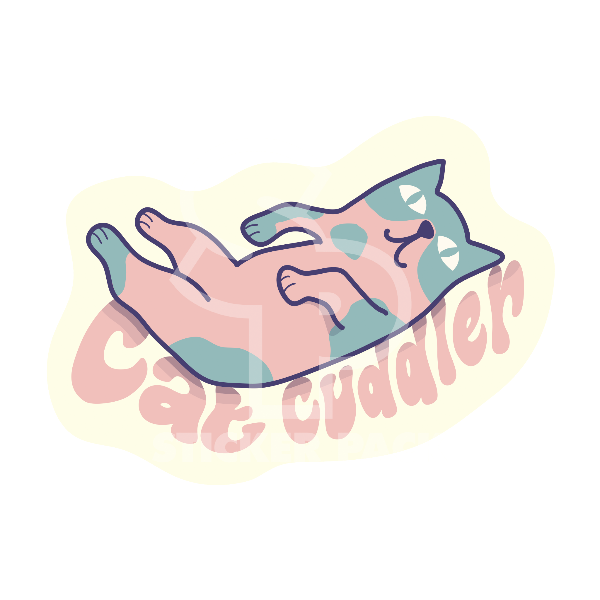 Matte Finish Cat Cuddler Small and Large Sticker Pack