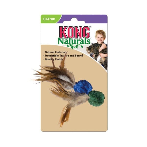 KONG Naturals Interactive Crinkle Ball Cat Toy with Fluttering Feathers