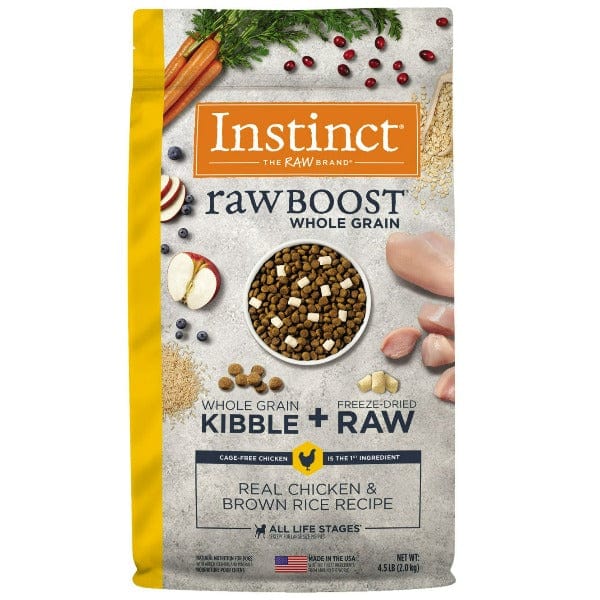 Instinct Raw Boost Premium Whole Grain Dry Dog Food with Real Cage - free Chicken & Brown Rice, 4.5 - pound Bag