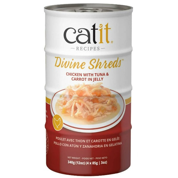 Catit 4-Pack Divine Shreds Chicken, Tuna & Carrot in Jelly Canned Cat Food Topper